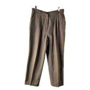 Vintage 80s Wool Herringbone Pleated Trousers Dress Pants USA